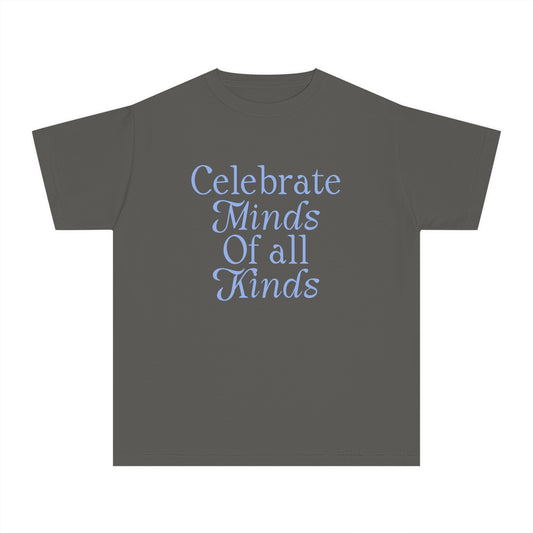 Youth Size - Celebrate Minds of All Kinds Shirt, Retro Advocacy and Inclusion Tee For Kids, Autism Acceptance Awareness