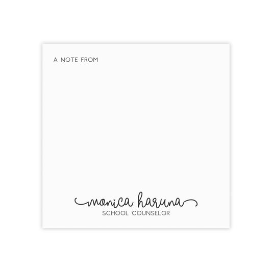 Personalized Sticky Note Pad for Teachers Counselors OT SLP ABA, Gift for educator, custom post it notes