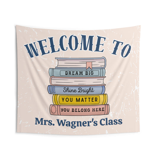 Personalized Boho Books Affirmations Classroom Tapestry, Neutral Teacher Class Wall Decor, Welcome Sign for Classroom, Back to School Art