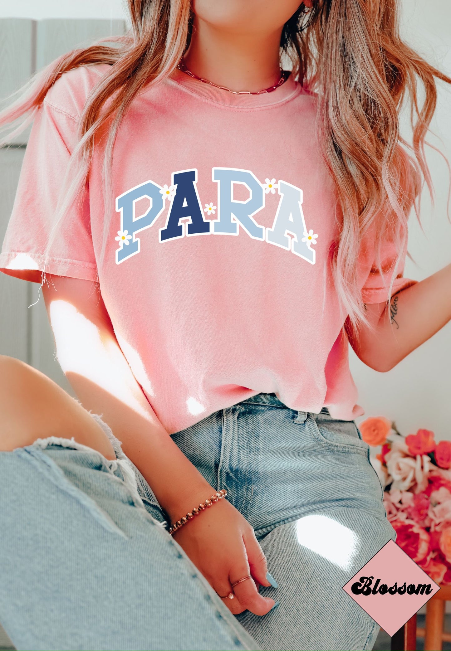 Varsity Para shirt, Floral Para educator tee, Gift for para, para professional shirt, unisex Unisex Comfort Colors® 1717