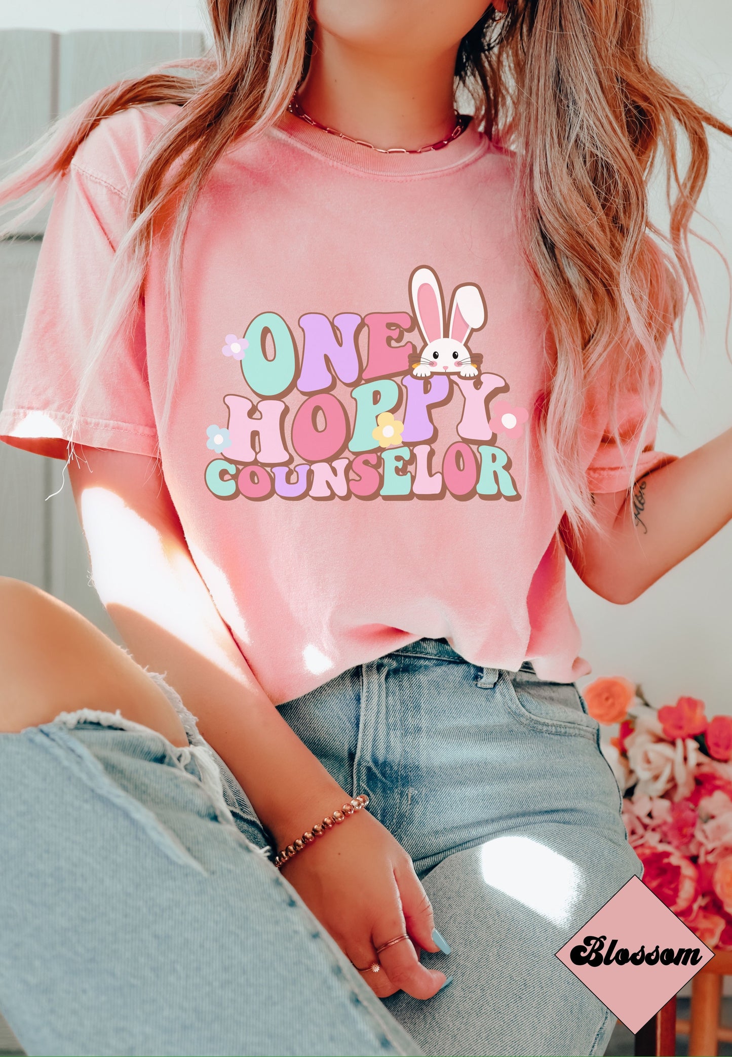 One Hoppy Counselor, Comfort Colors Spring Counselor Shirt, School Counselor Tee, School Counselor Easter T-Shirt