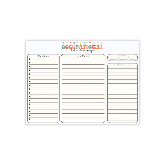 Floral Occupational Therapy Sticky Note Pads, Occupational Therapist to do list, Gift for OT OTA