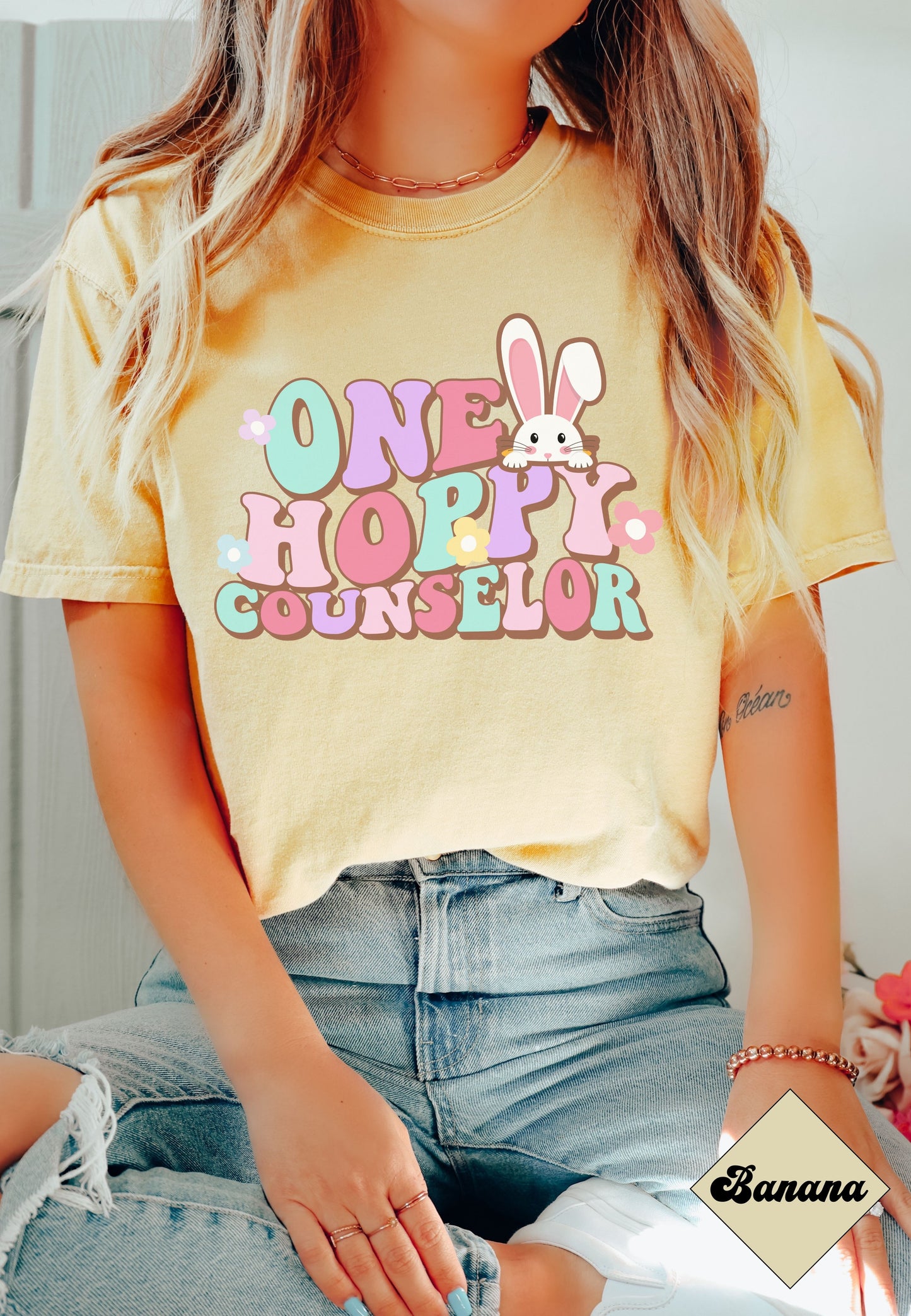 One Hoppy Counselor, Comfort Colors Spring Counselor Shirt, School Counselor Tee, School Counselor Easter T-Shirt