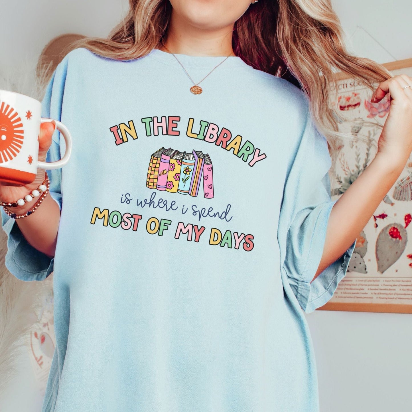 School Librarian T-Shirt, In the  Library is Where I Spend Most of My Days, Retro Librarian staff shirt, Gift for Librarian
