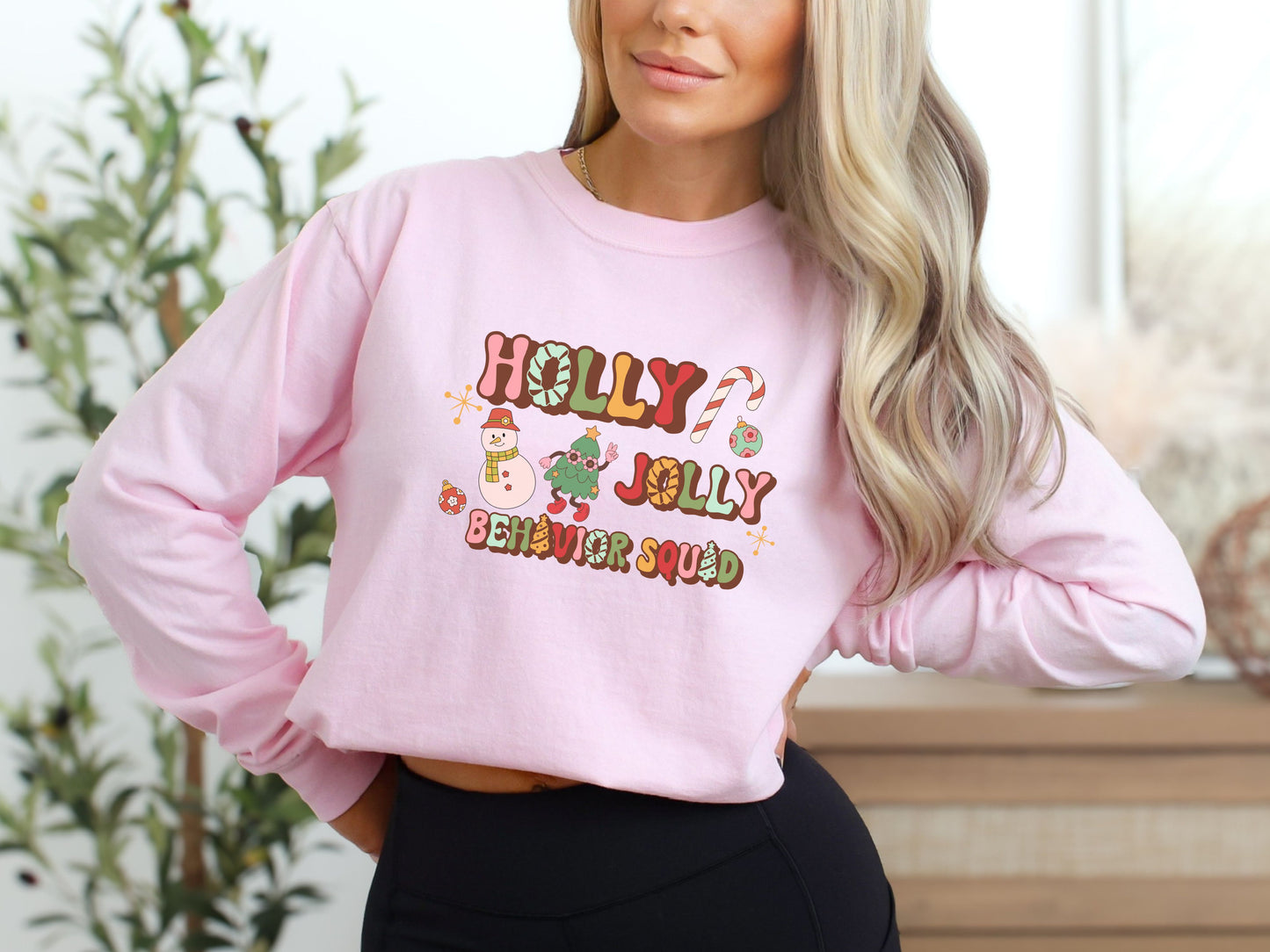 Christmas ABA Long Sleeve Shirt, Holly Jolly Behavior Squad tee, cute bcba rbt aba apparel, custom gift behavior therapist