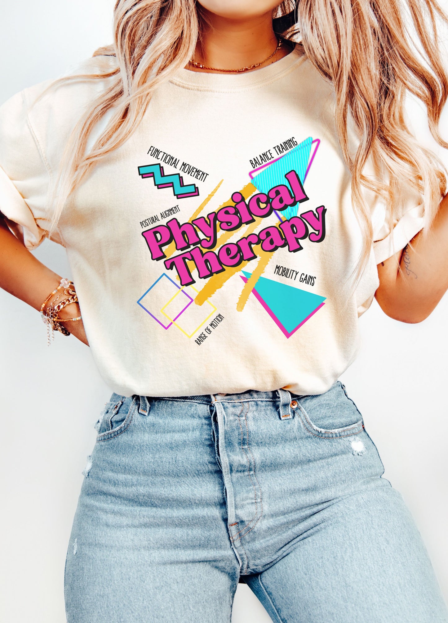Physical Therapy Retro 90s Heart T-Shirt for Physical Therapists and Assistants, Unisex Tee, PT Gift, comfort colors 1717