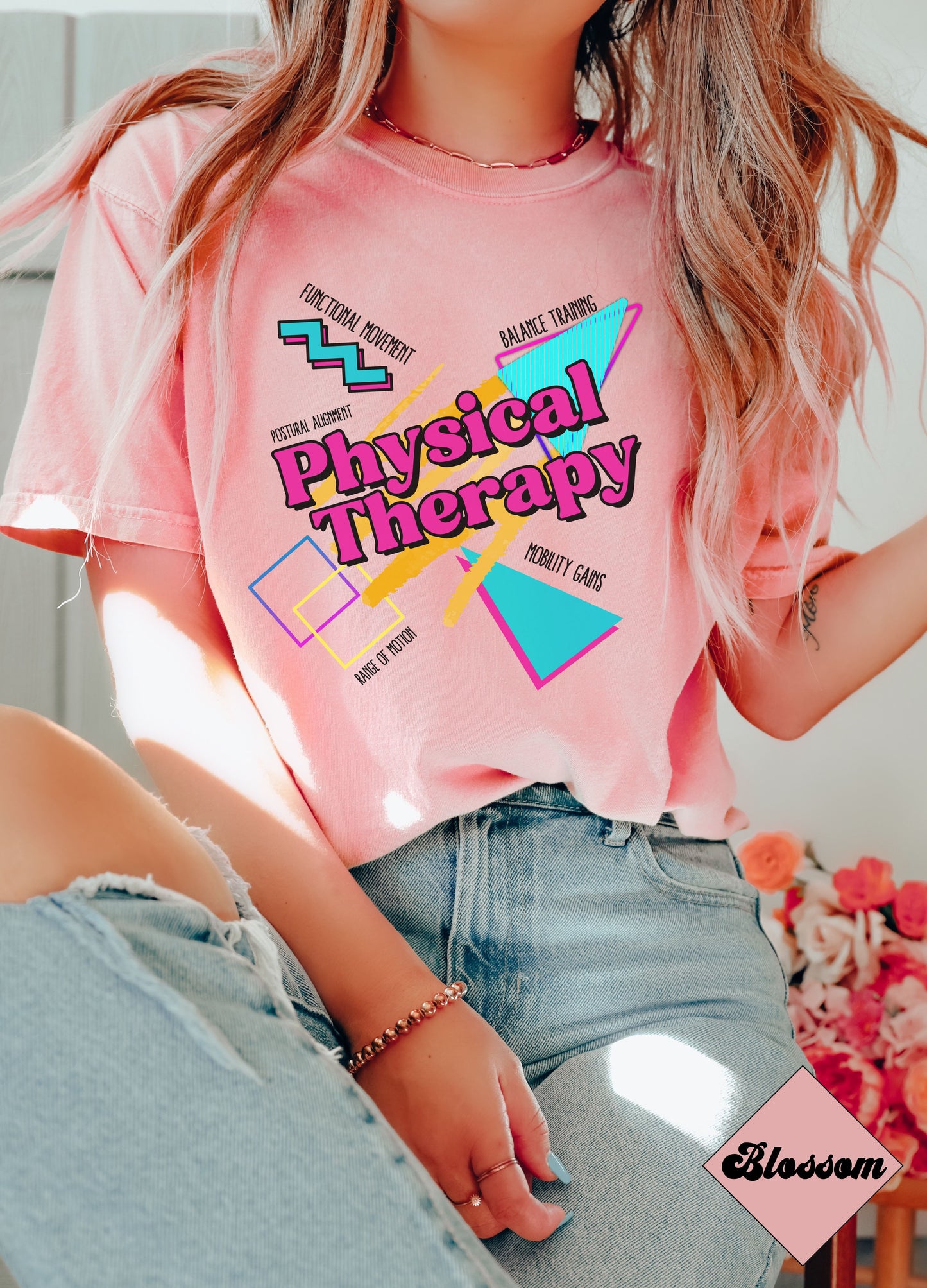Physical Therapy Retro 90s Heart T-Shirt for Physical Therapists and Assistants, Unisex Tee, PT Gift, comfort colors 1717
