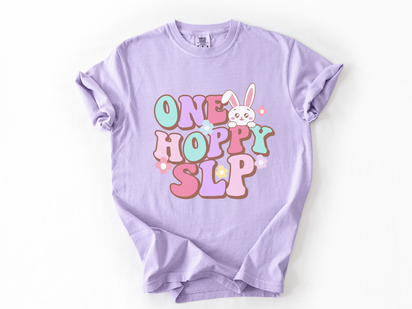 Comfort Colors Spring SLP Shirt, One Hoppy Speech Therapist Bunny Tee, Speech Language Pathologist Easter T-Shirt