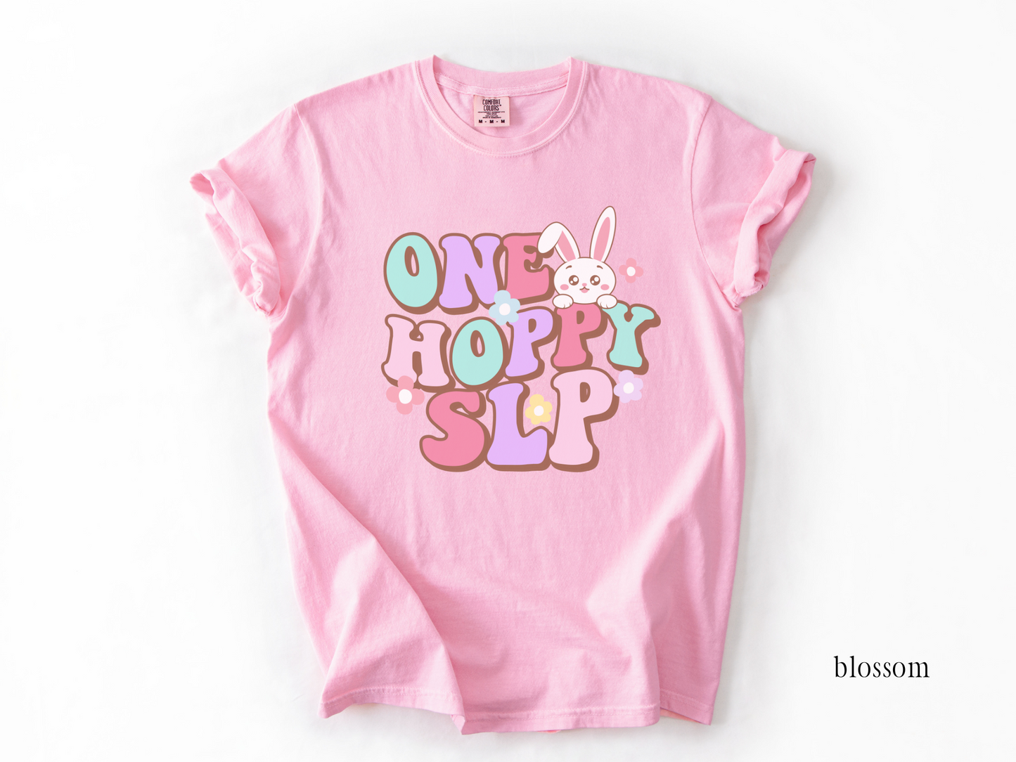 Comfort Colors Spring SLP Shirt, One Hoppy Speech Therapist Bunny Tee, Speech Language Pathologist Easter T-Shirt