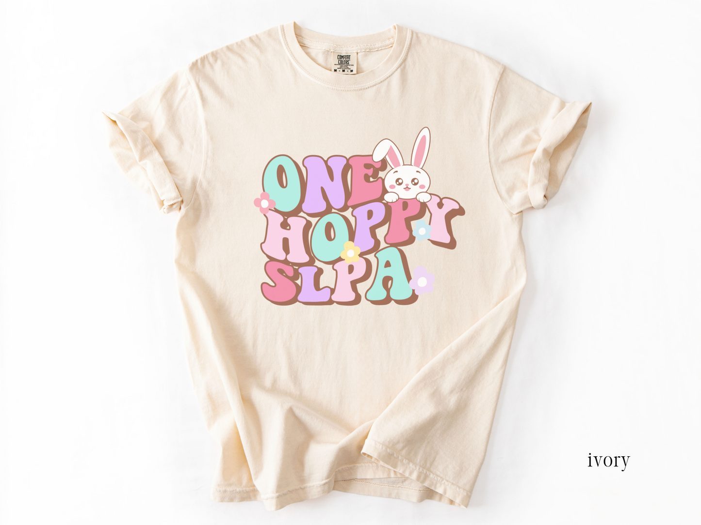 One Hoppy SLPA, Comfort Colors Spring SLPA Shirt, Speech Therapist Assistant Bunny Tee, Speech Language Pathologist Assistant Easter T-shirt