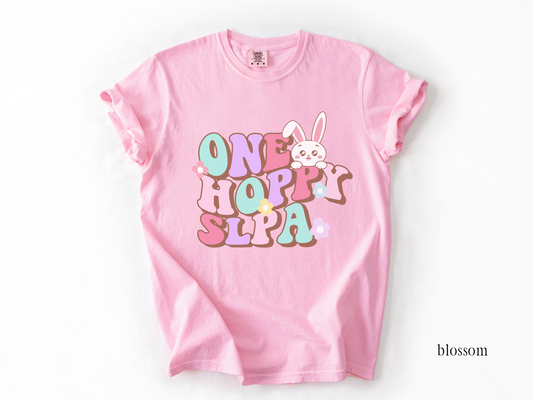 One Hoppy SLPA, Comfort Colors Spring SLPA Shirt, Speech Therapist Assistant Bunny Tee, Speech Language Pathologist Assistant Easter T-shirt