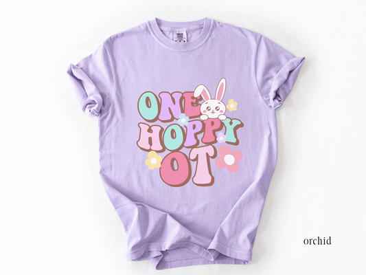 Comfort Colors Spring OT Shirt, One Hoppy Occupational Therapist Bunny Tee, Occupational Therapy Easter T-Shirt