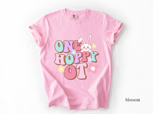 Comfort Colors Spring OT Shirt, One Hoppy Occupational Therapist Bunny Tee, Occupational Therapy Easter T-Shirt