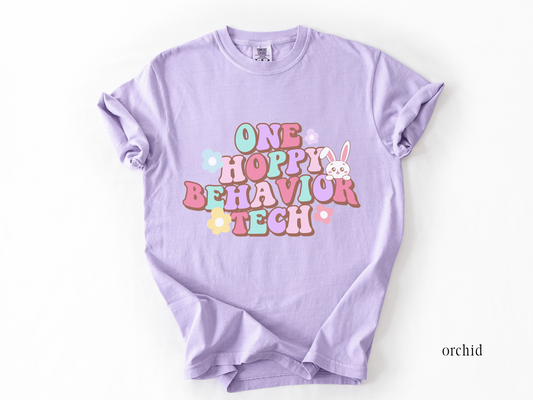 Comfort Colors Spring RBT Shirt, One Hoppy Behavior Tech Bunny Tee, ABA Therapist Easter T-Shirt