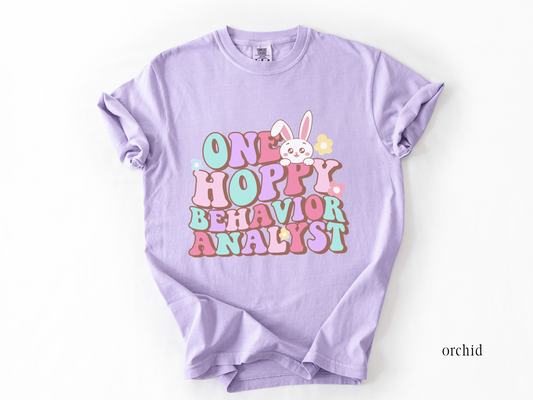 Comfort Colors Spring BCBA Shirt, One Hoppy Behavior Analyst Bunny tee, ABA Easter T-shirt