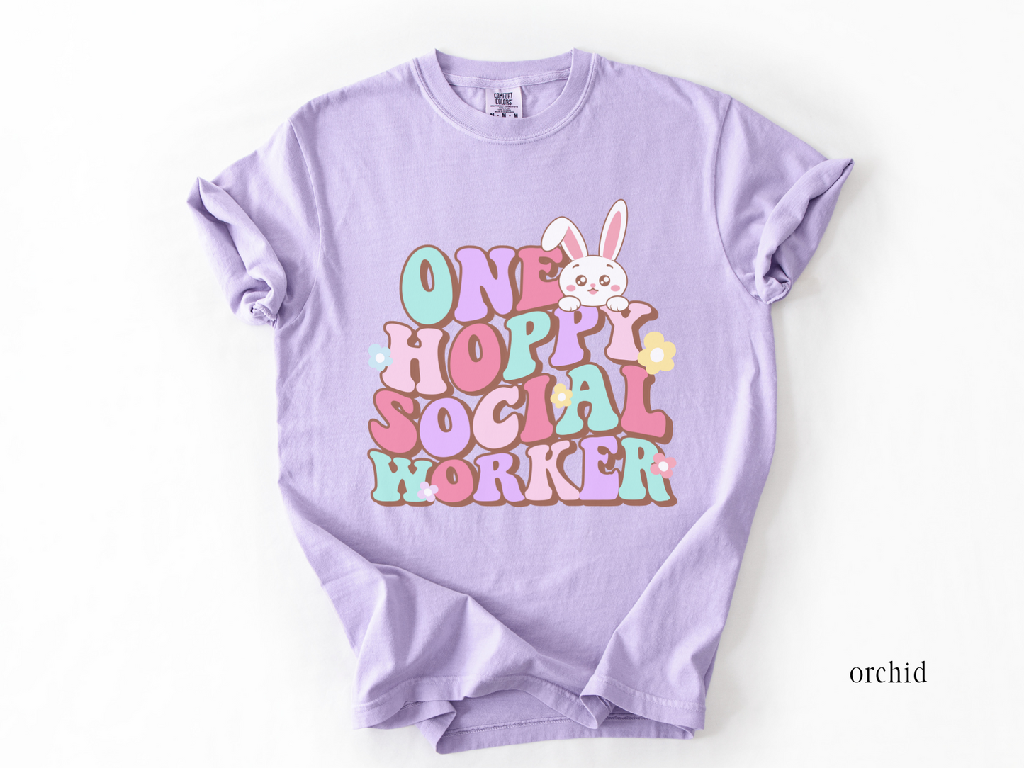 One Hoppy Social Worker, Comfort Colors Spring Social Worker Shirt, Social Worker Bunny Tee, LCSW Easter Tee