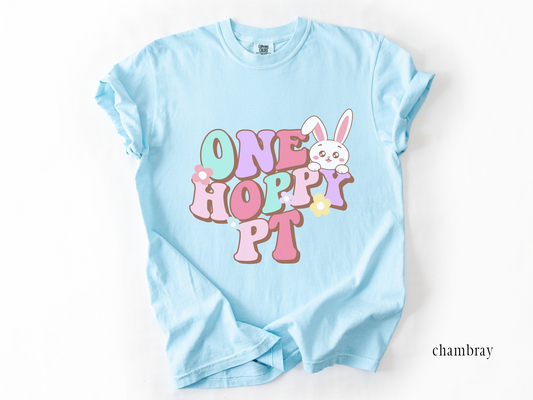 One Hoppy PT, Comfort Colors Physical Therapist Shirt, PT Bunny tee, Physical Therapy Easter