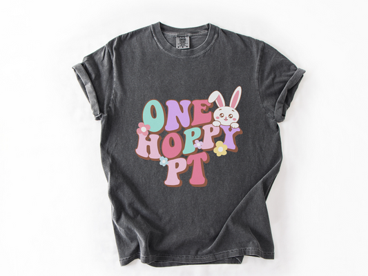 One Hoppy PT, Comfort Colors Physical Therapist Shirt, PT Bunny tee, Physical Therapy Easter