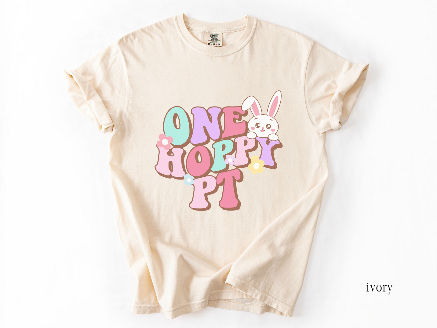 One Hoppy PT, Comfort Colors Physical Therapist Shirt, PT Bunny tee, Physical Therapy Easter