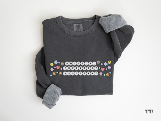 Physical Therapist Assistant Friendship Bracelet Sweatshirt, Retro PTA Crewneck, Comfort Colors Garment Dyed Sweatshirt 1566
