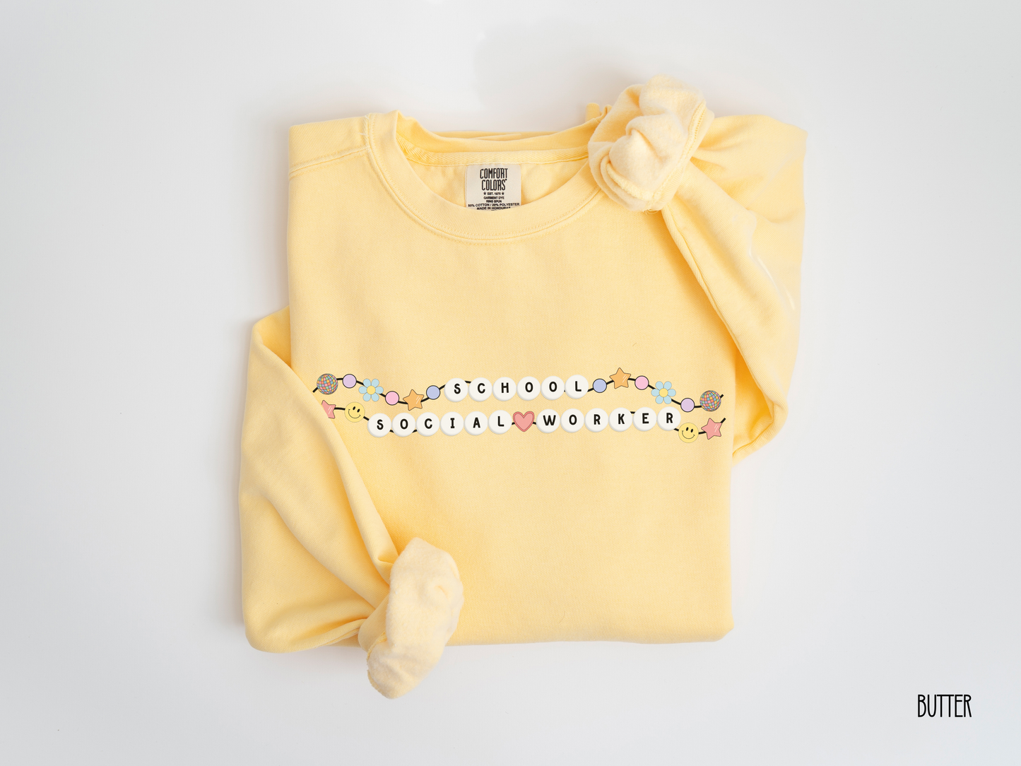 School Social Worker Friendship Bracelet Sweatshirt, School LCSW Crewneck, Gift for School Social Worker, Comfort Colors Crewneck