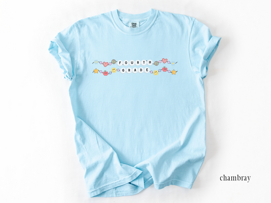 Fourth Grade Teacher Friendship Bracelet T-shirt, Back to School Graphic Tee, Gift for 4th Grade Teacher, Group Teacher Tees, Comfort Colors