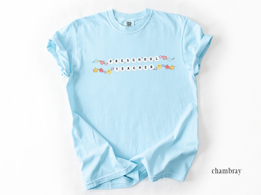 Comfort Colors Preschool Teacher Friendship Bracelet T-shirt, Preschool Teacher Graphic Tee, Gift for Preschool Teacher