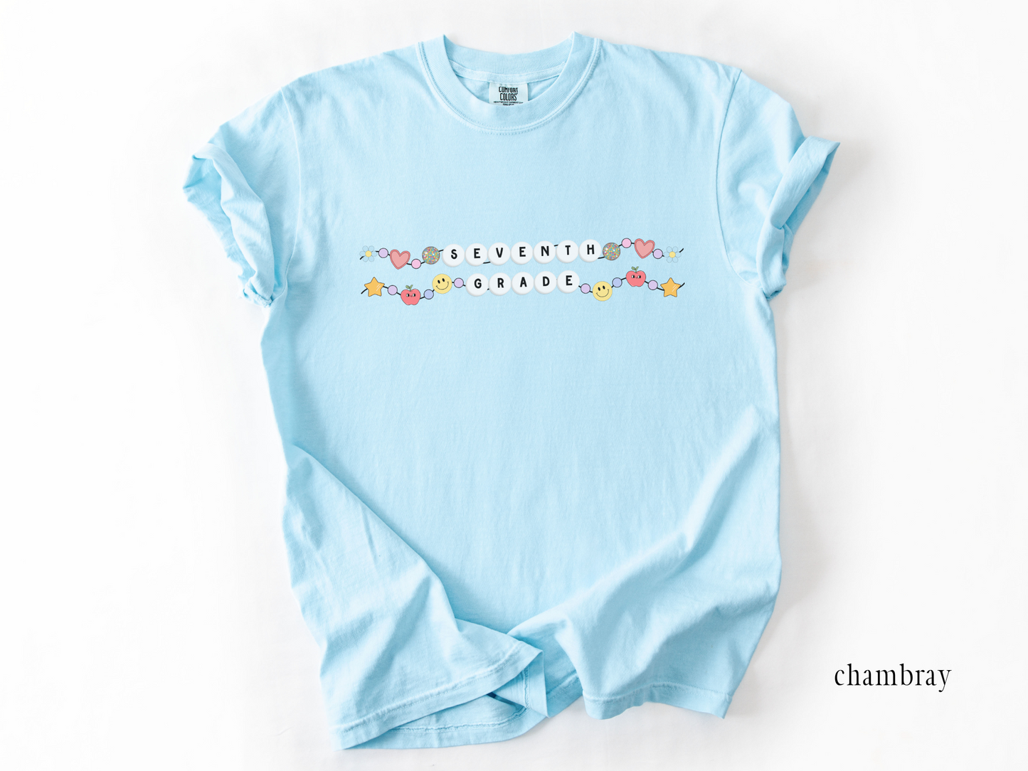 Seventh Grade Teacher Friendship Bracelet T-shirt, Back to School Graphic Tee, Gift for 7th Grade Teacher, Group Teacher, Comfort Colors