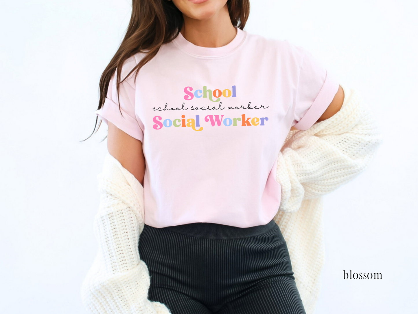 Minimalist School Social Worker T-Shirt, Colorful School Social Worker Tee, LCSW Gift, LCSW Apparel