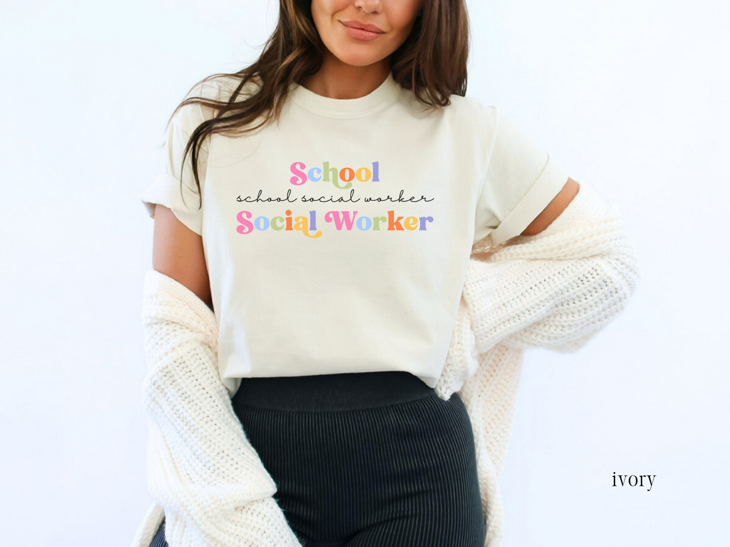 Minimalist School Social Worker T-Shirt, Colorful School Social Worker Tee, LCSW Gift, LCSW Apparel
