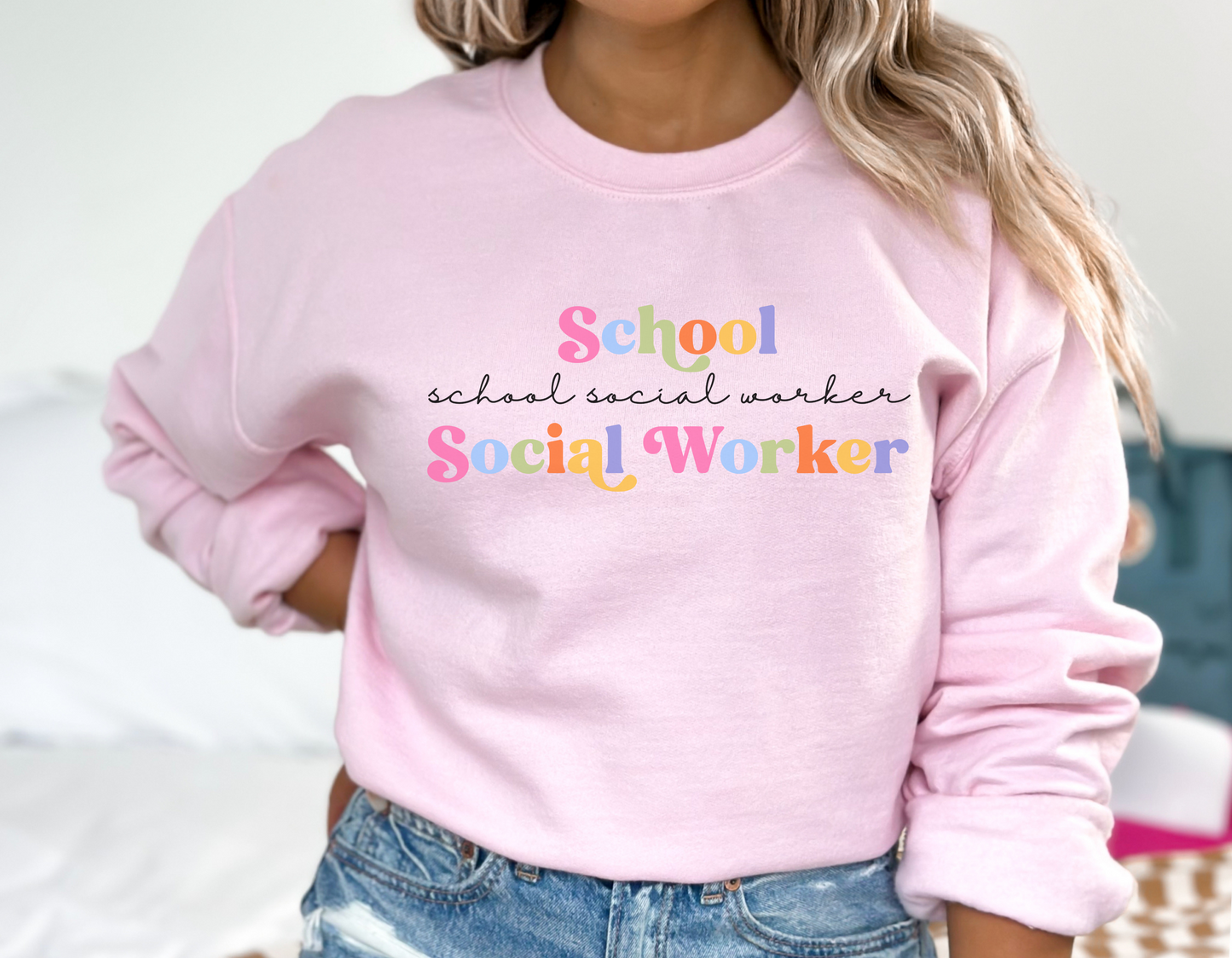 Minimalist School Social Worker Sweatshirt, Colorful School Social Worker Crewneck, LCSW Gift, LCSW Apparel
