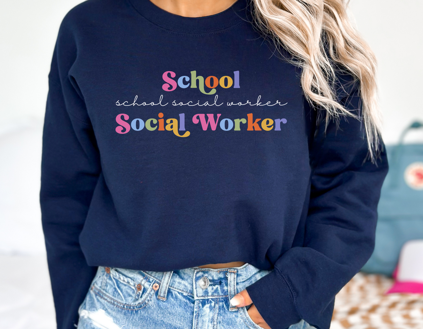 Minimalist School Social Worker Sweatshirt, Colorful School Social Worker Crewneck, LCSW Gift, LCSW Apparel