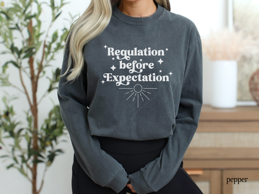 Regulation Before Expectation Long Sleeve Shirt, Speech Ot ABA Shirt, ABA Shirt, Teacher Tee, Comfort Colors® 6014