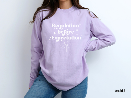 Regulation Before Expectation Long Sleeve Shirt, Speech Ot ABA Shirt, ABA Shirt, Teacher Tee, Comfort Colors® 6014