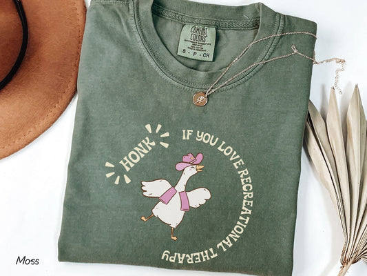 Recreational Therapist Goose T-shirt, Honk If You Love Recreational Therapy, Gift for Recreational Therapist, Comfort Colors 1717