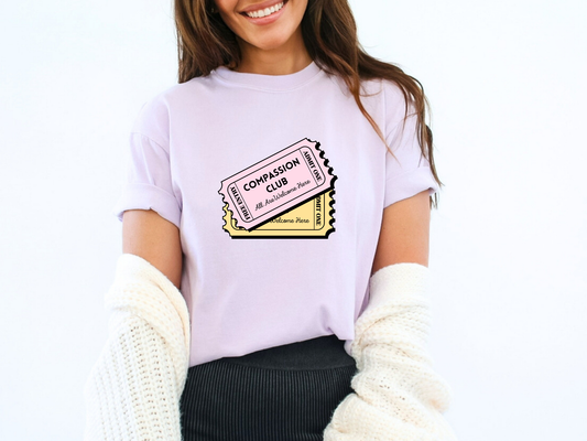 Compassion Club T-Shirt, All Are Welcome Here Tee, Inclusive Ticket Design, Autism Acceptance Apparel