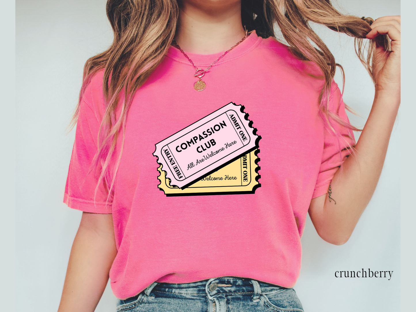 Compassion Club T-Shirt, All Are Welcome Here Tee, Inclusive Ticket Design, Autism Acceptance Apparel