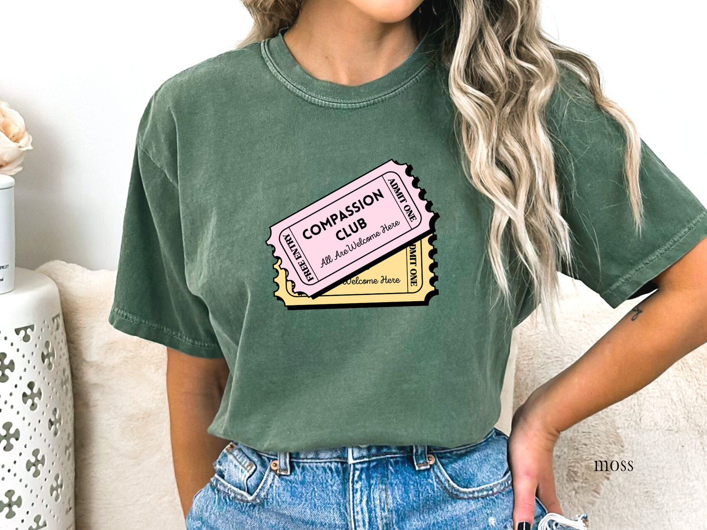 Compassion Club T-Shirt, All Are Welcome Here Tee, Inclusive Ticket Design, Autism Acceptance Apparel