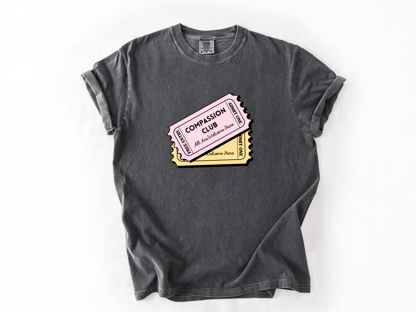 Compassion Club T-Shirt, All Are Welcome Here Tee, Inclusive Ticket Design, Autism Acceptance Apparel