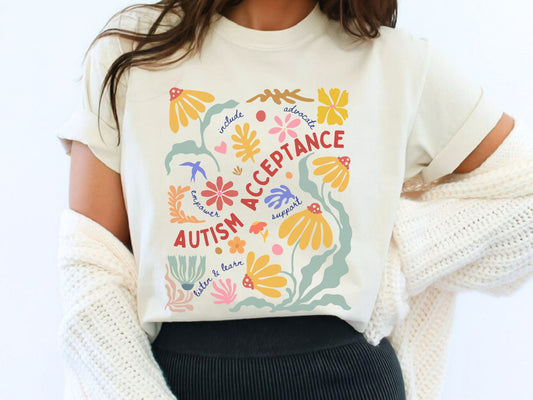 Autism Acceptance Floral Botanical T-Shirt