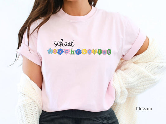School Psychologist Colorful Patch Letter Shirt, School Psych Gift, Comfort Colors