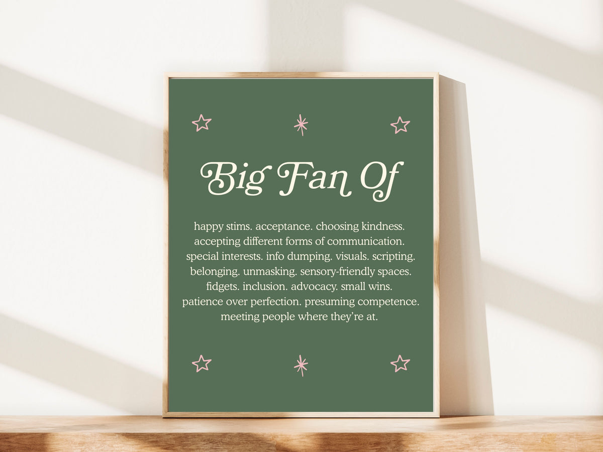Big Fan Of Neurodiversity Poster | Autism Acceptance Wall Art | Autistic Joy Print