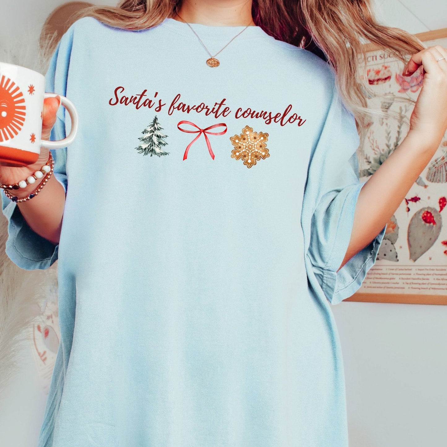 Christmas School Counselor T Shirt, Santa's Favorite Counselor Tee, Comfort Colors 1717 holiday apparel, gift for counselor