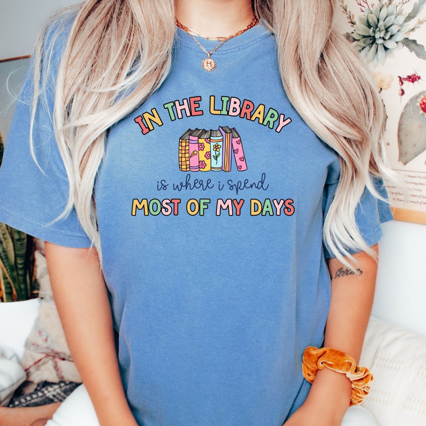 School Librarian T-Shirt, In the  Library is Where I Spend Most of My Days, Retro Librarian staff shirt, Gift for Librarian