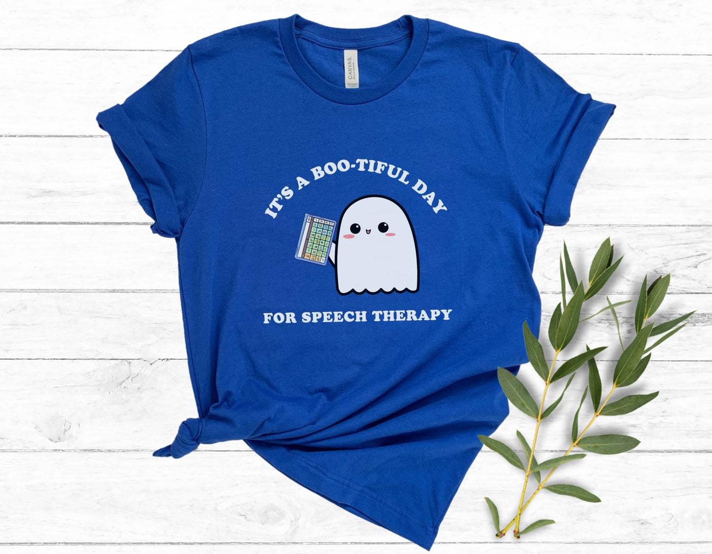 Halloween Speech Therapist AAC Shirt, Ghost SLP SLPA tee, Gift for speech therapist, Speech Therapy shirt, Unisex Bella Canvas