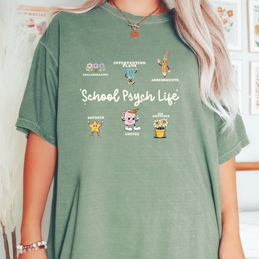 Comfort Colors Retro School Psych Shirt, School psychologist t shirt, gift for school psych