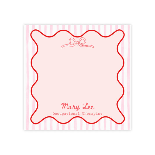 Personalized Occupational Therapist Post-it® Notes, Pink Bow OT Name Sticky Notes, Gift for Ot Ota