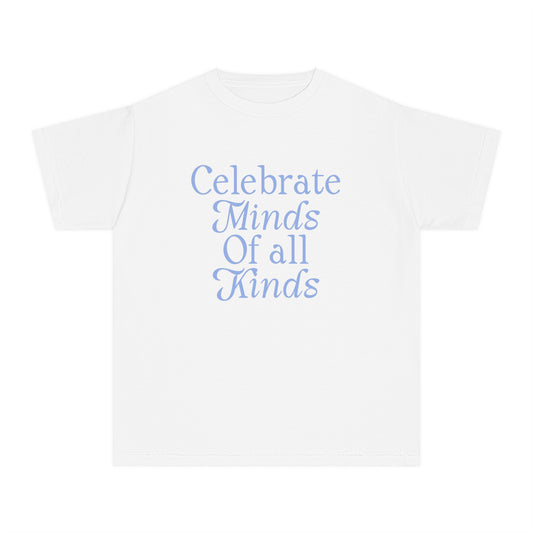 Youth Size - Celebrate Minds of All Kinds Shirt, Retro Advocacy and Inclusion Tee For Kids, Autism Acceptance Awareness