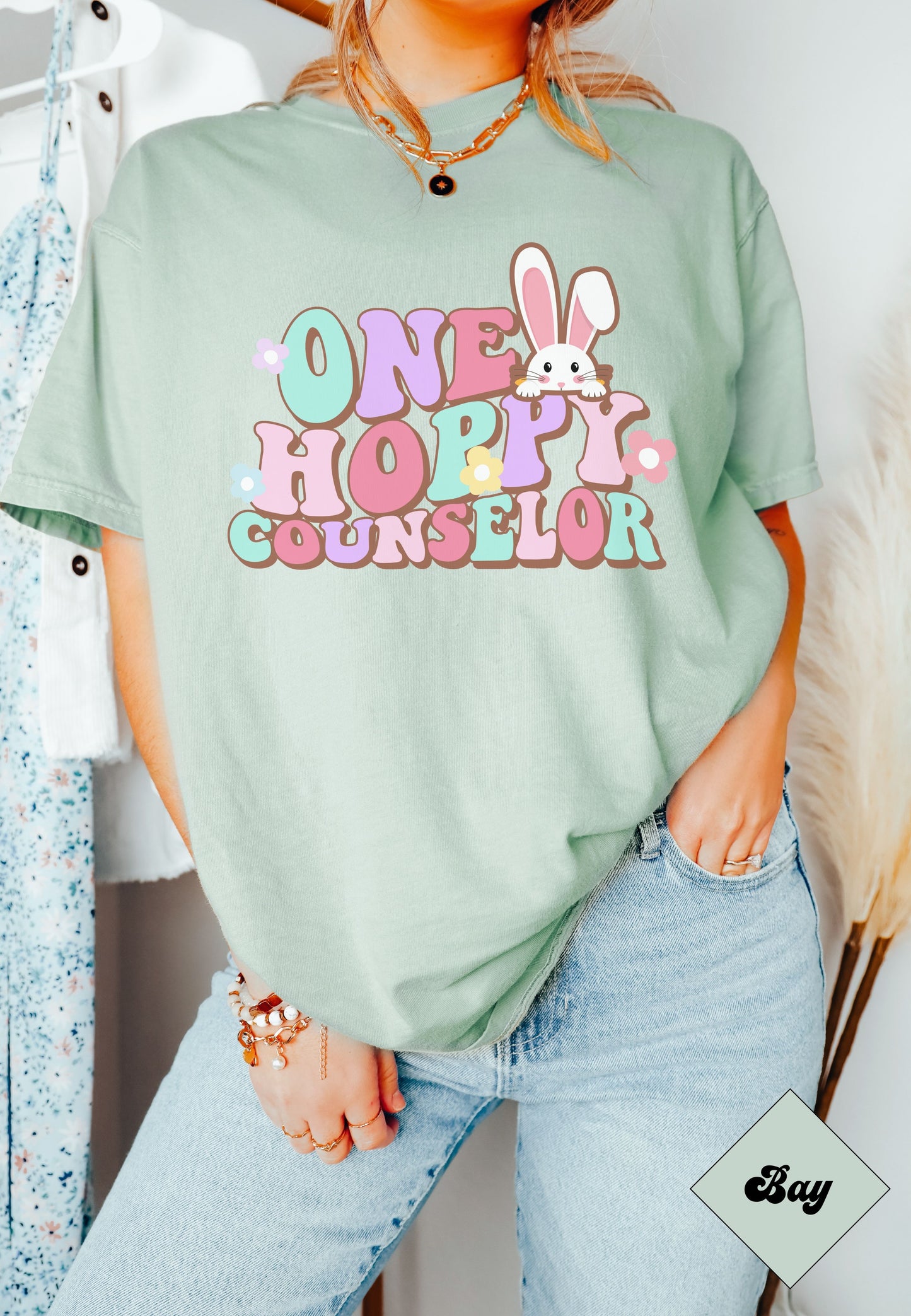 One Hoppy Counselor, Comfort Colors Spring Counselor Shirt, School Counselor Tee, School Counselor Easter T-Shirt
