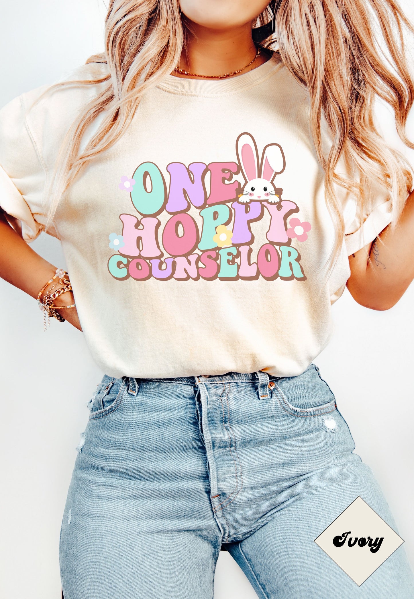 One Hoppy Counselor, Comfort Colors Spring Counselor Shirt, School Counselor Tee, School Counselor Easter T-Shirt